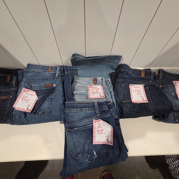 7 For All Mankind Denim - 7 For All Mankind Women's Dark & Medium Blue Flare Jeans